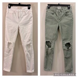 Lot of 2 Free People jeans Size 27 white green
